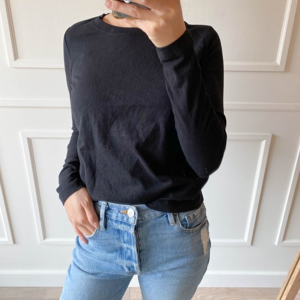INTERMIX Classic Long Sleeve T-Shirt Black P (XS) - Picture 4 of 10